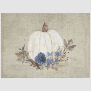 Papel De Seda Marinho De Abóbora Azul Folhagem Floral Madeira R