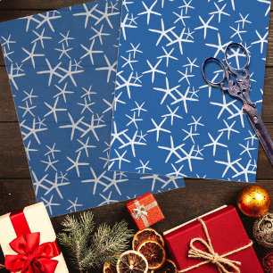 Papel De Seda Marinho de padrão Starfish Azul