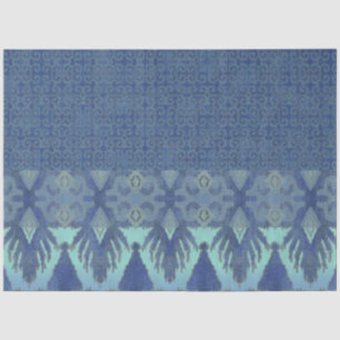 Papel De Seda Marinho de padrão tribal IKAT - Turquoise Blue De