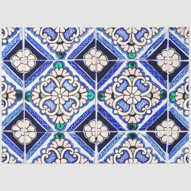 Papel De Seda Marinho de padrões espanhol russo Azulejo Azulejo  (Frente )