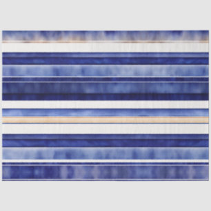 Papel De Seda Marinho de Verão Blue Modern Boat Strips Coleção