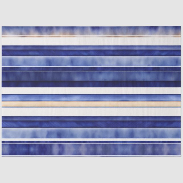 Papel De Seda Marinho de Verão Blue Modern Boat Strips Coleção (Frente )