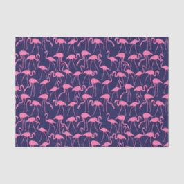 Papel De Seda Marinho e Padrão Flamingo Rosa