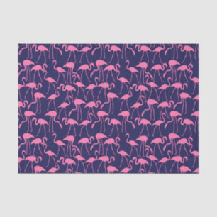 Papel De Seda Marinho e Padrão Flamingo Rosa