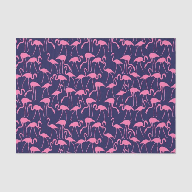 Papel De Seda Marinho e Padrão Flamingo Rosa (Frente )