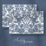 Papel De Seda Marinho Floral do Vintage Toile Azul e Branco<br><div class="desc">Versão em grande escala de,  "Papel de tecidos pesados de Marinho Floral Azul de Decoupage Branca de Arte de Vintage". Floral elegante,  vitoriano ou jacobano,  em azul-marinho e branco,  com verde-folha. Toda a trabalho de arte foi desenhada graficamente por uma artista e designer internacionalmente licenciada,  Audrey Jeanne Roberts,  copyright.</div>
