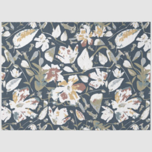 Papel De Seda Marinho Floral Moderno Elegante Dourada