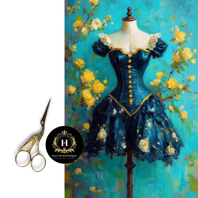 Papel De Seda Marinho Luxe Vestido Mannequim Amarelo Descamação  (Criador carregado)