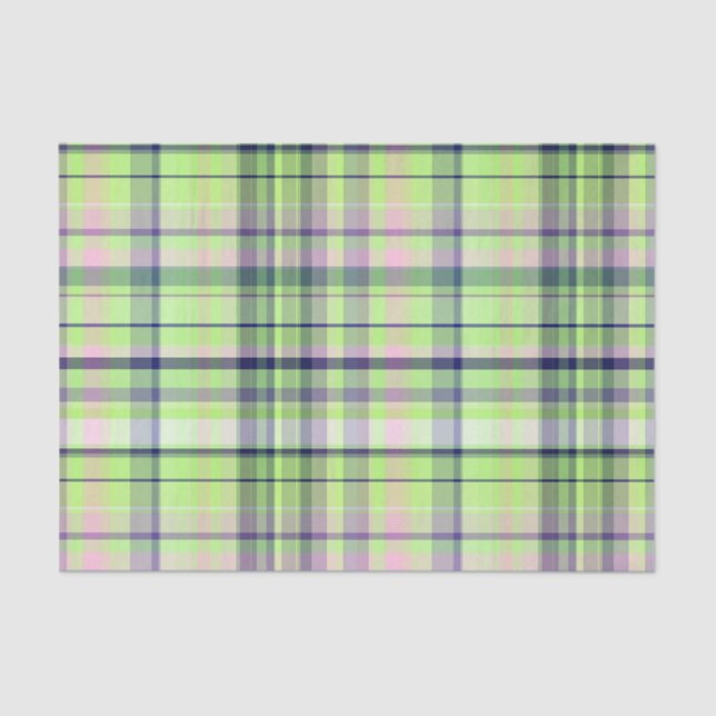 Papel De Seda Marinho Rosa Pistachio Que Preppy Madras (Frente )