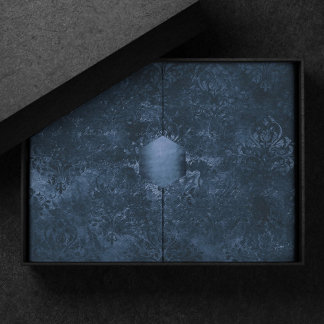 Papel De Seda Marinho Velvity Damask | Azul Escuro Barroco
