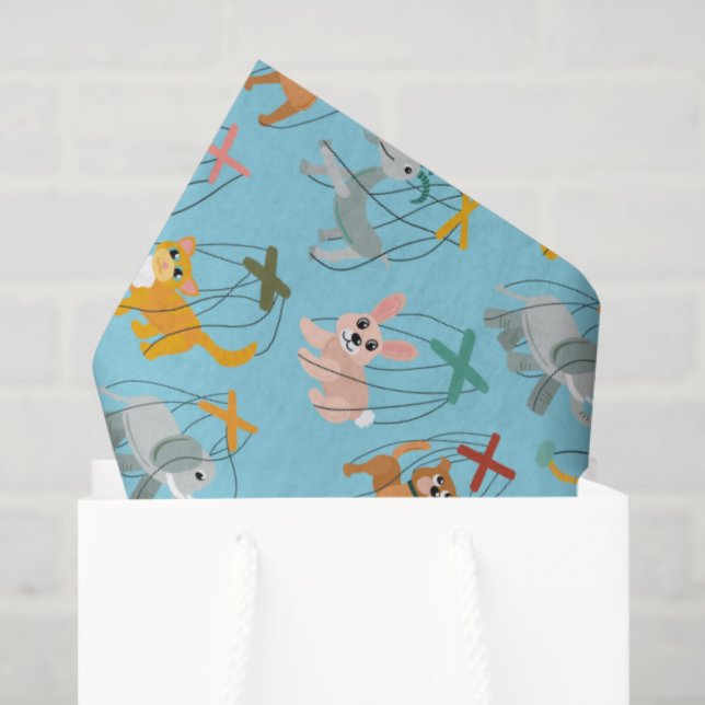 Papel De Seda Marionette Puppeteer, Animais Frescos, Padrão (Sacola de presentes)