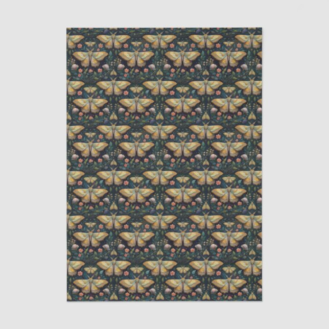 Papel De Seda Mariposa Luna e Lua, Repetição Linear Floral Celes (Frente )