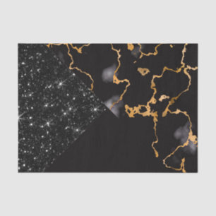 Papel De Seda Mármaco Negro e Glitter
