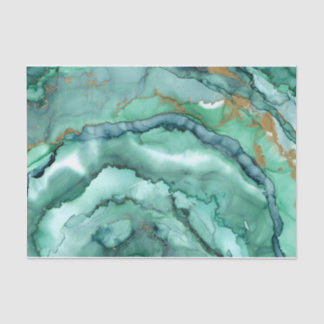Papel De Seda Mármore Abstrato de Aquarela Verde e Turquesa
