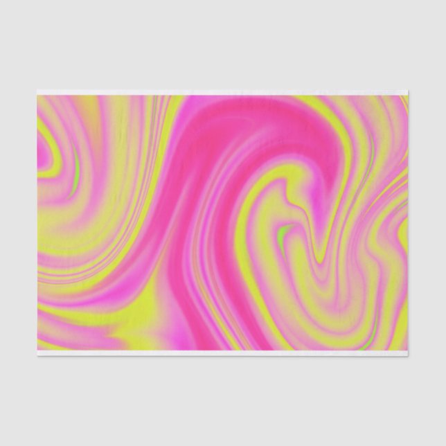 Papel De Seda Mármore Amarelo e Rosa (Frente )
