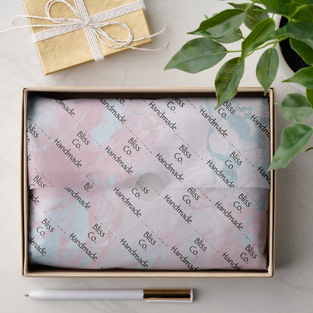 Papel De Seda Mármore Azul Rosa Suave (Presente)