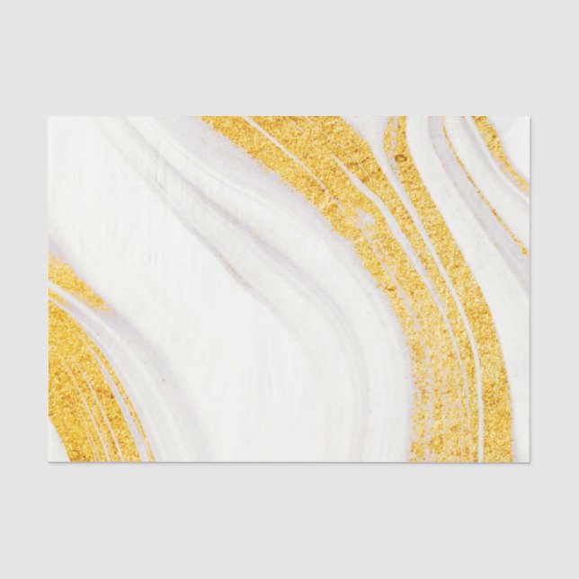 Papel De Seda Mármore Branco com brilho ouro (Frente )