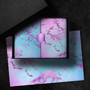 Papel De Seda Mármore Chic Glitzy Glam Violeta Roxo Azul Ombre