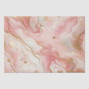 Papel De Seda Mármore de Folha de Ouro Rosa e Rosa Elegante