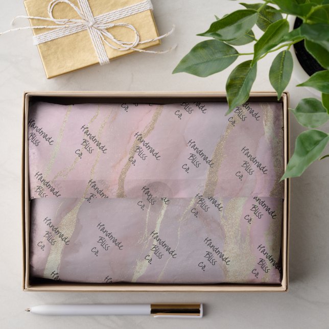 Papel De Seda Mármore de Pêssego Dourado Suave (Presente)