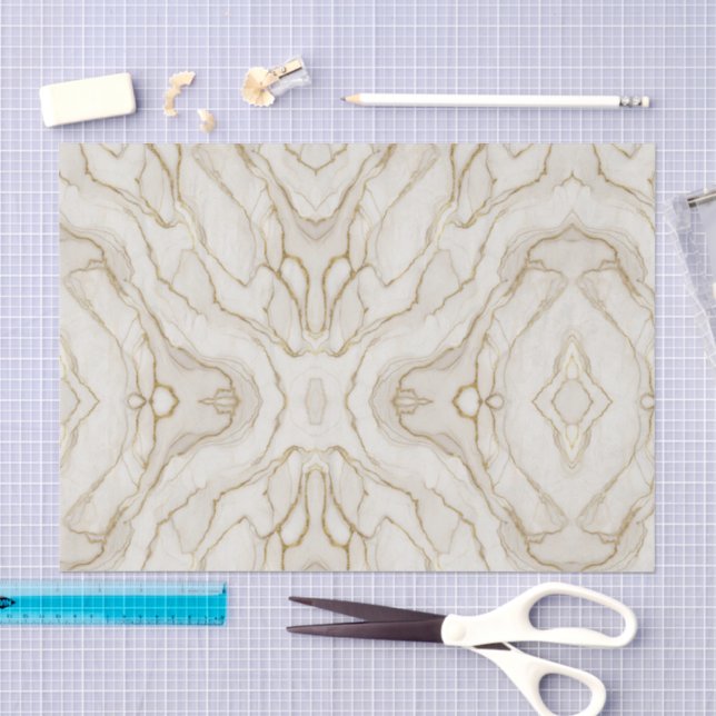 Papel De Seda Mármore Dourado e Marfim (Arte )