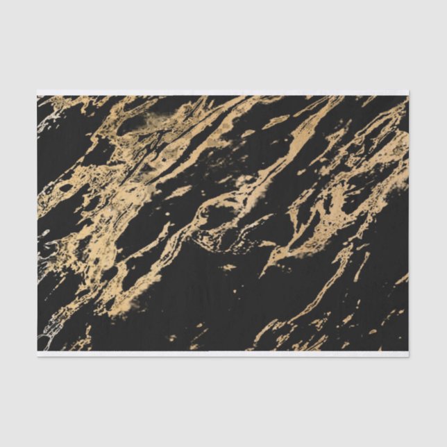 Papel De Seda Mármore Dourado e preto (Frente )