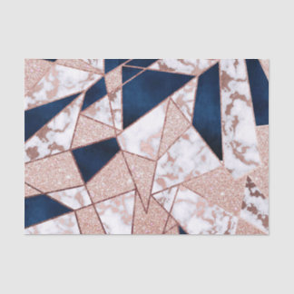 Papel De Seda Mármore Geométrico de Glitter Dourado Luxuoso Rosa
