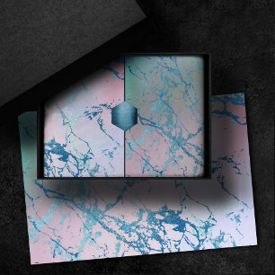 Papel De Seda Mármore Iridescente Azul Rosa Holo Falso Moderno