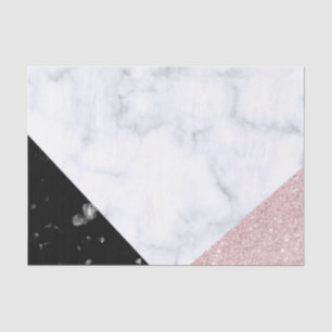 Papel De Seda Mármore preto branco do brilho cor-de-rosa