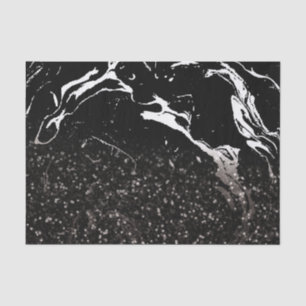Papel De Seda Mármore Preto/Brilho Preto