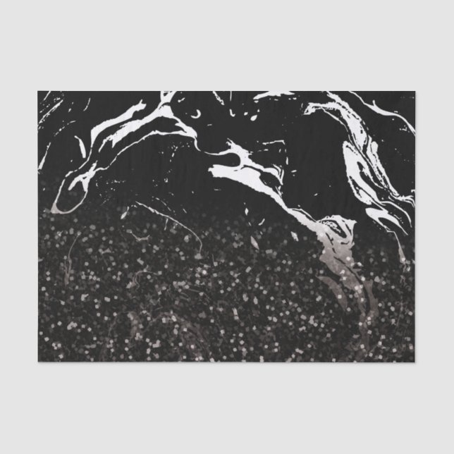 Papel De Seda Mármore Preto/Brilho Preto (Frente )