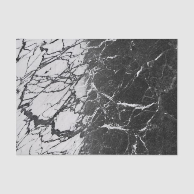 Papel De Seda Mármore Preto e Branco Moderno Glam Festas da Moda (Frente )