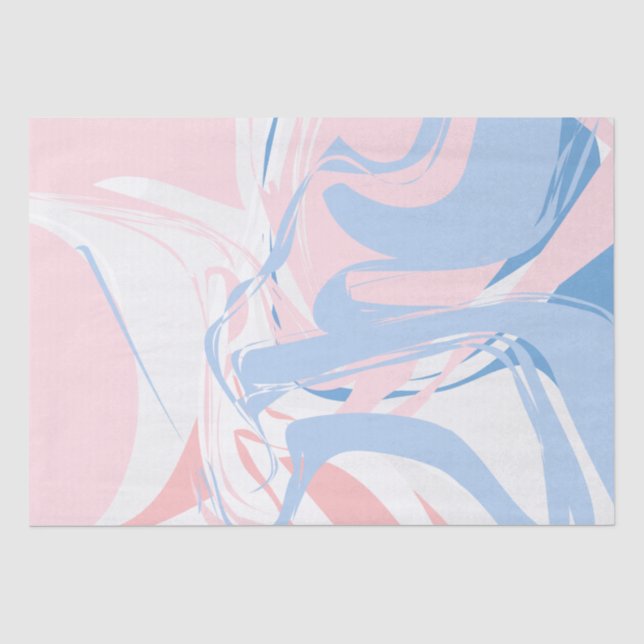 Papel De Seda Mármore Rosa Branco Azul Redemoinho Abstrato Bebê  (Frente )