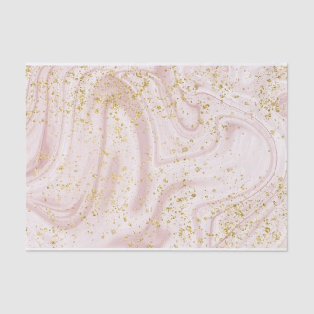 Papel De Seda Mármore rosa e Rosa Dourado (Frente )