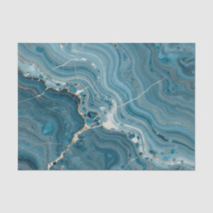Papel De Seda Mármore Veia Dourada Ágata Azul