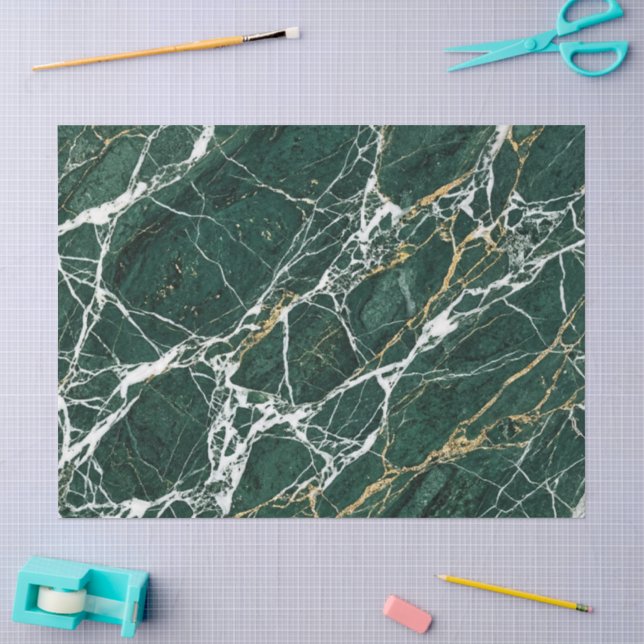 Papel De Seda Mármore Verde Esmeralda Embalagem de Presente Dour (Arte )