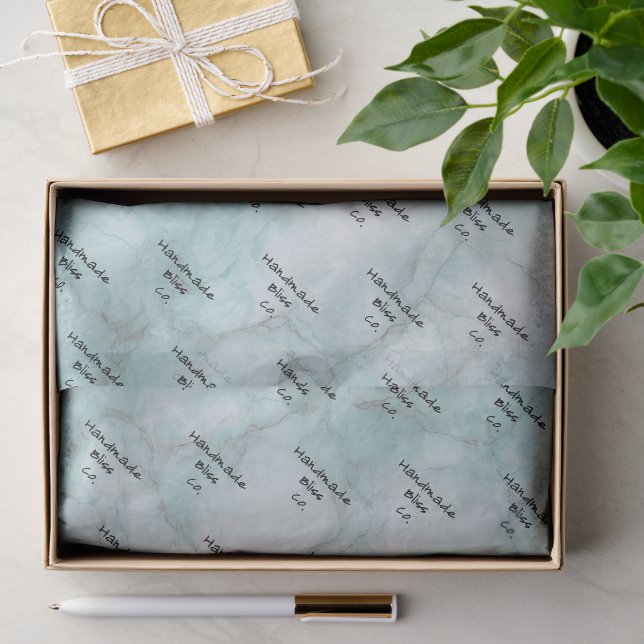Papel De Seda Mármore Verde Teal Suave (Presente)