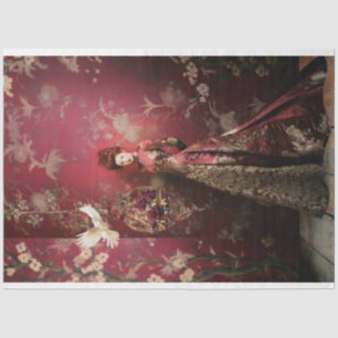 Papel De Seda Maroon & Dourada, Modesta Mulher Elegante