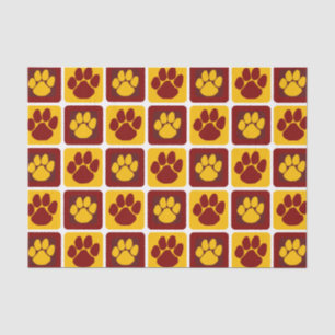 Papel De Seda Maroon e Pawprint repetitivo Dourado