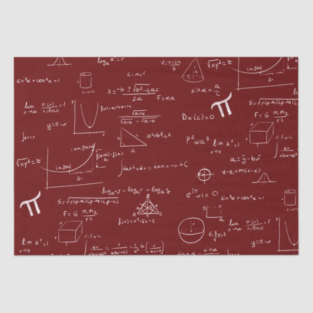 Papel De Seda Maroon White Mathematic Formulas Graphics (Frente )