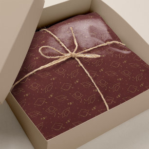 Papel De Seda Marrom e Toss de Boné de formatura Dourado