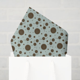 Papel De Seda Marrom Escuro Micro Floral Verde Salvia
