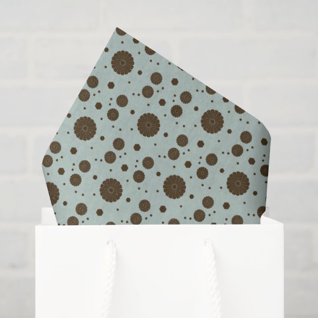 Papel De Seda Marrom Escuro Micro Floral Verde Salvia (Sacola de presentes)