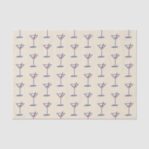 Papel De Seda Martini Simples Vidro Moderno Vintage Azul Rosa