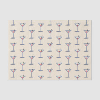 Papel De Seda Martini Simples Vidro Moderno Vintage Azul Rosa 