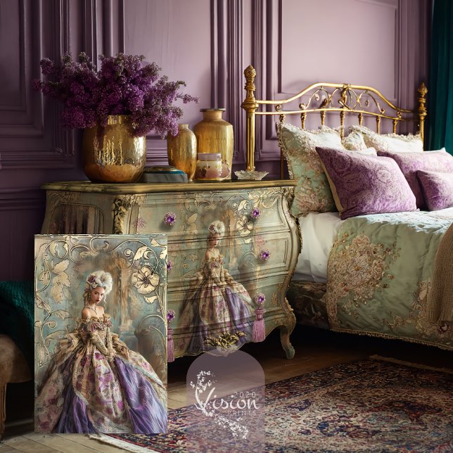 Papel De Seda Mary Antoinette Era French Style Bouffant Dress (Rococo, Brown Mary Antoinette, French Style Bouffant Whimsical Portrait Decoupage Tissue Paper.)