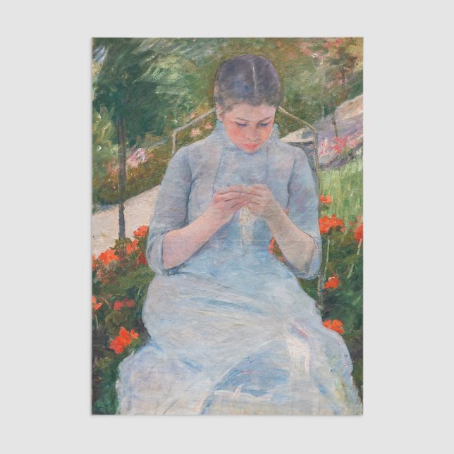 Papel De Seda Mary Cassatt - Garota costurando um jardim (Criador carregado)