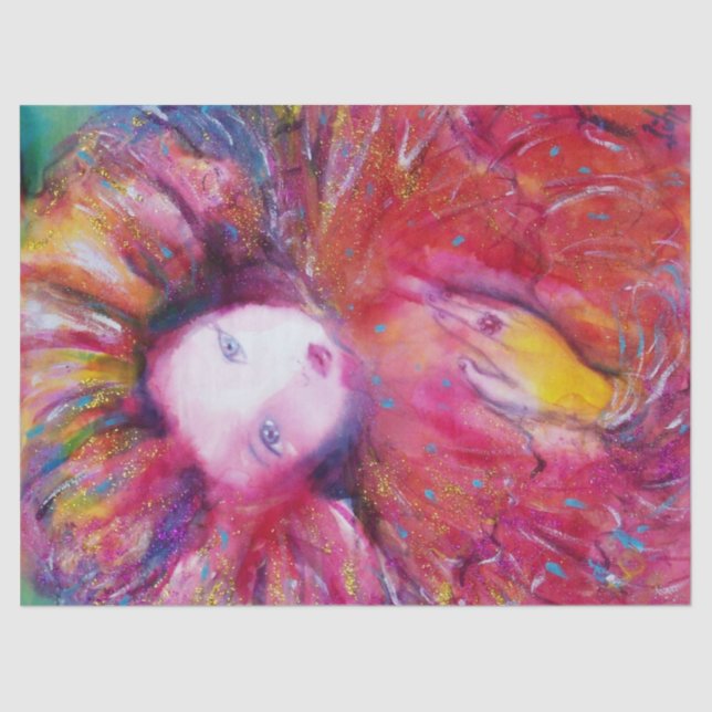 PAPEL DE SEDA MASCARADA VENETIANO - MÁSCARA EM VERMELHO (Frente )