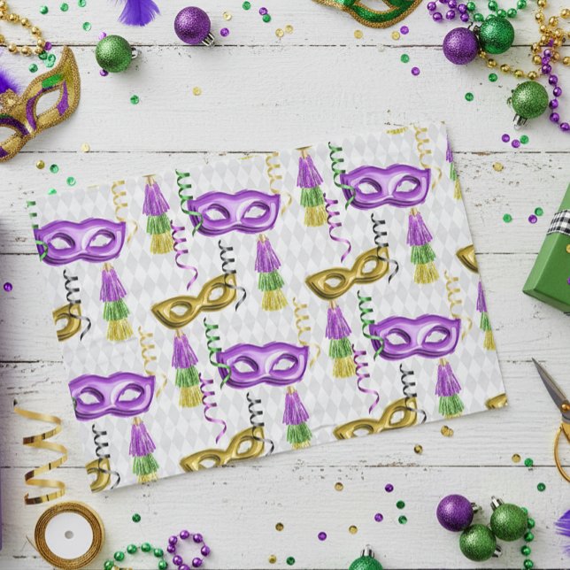 Papel De Seda Máscaras de Carnaval Verde Roxo Dourado Amarelo (Criador carregado)