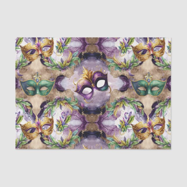 Papel De Seda Máscaras Mardi Gras Elegantes (Frente )